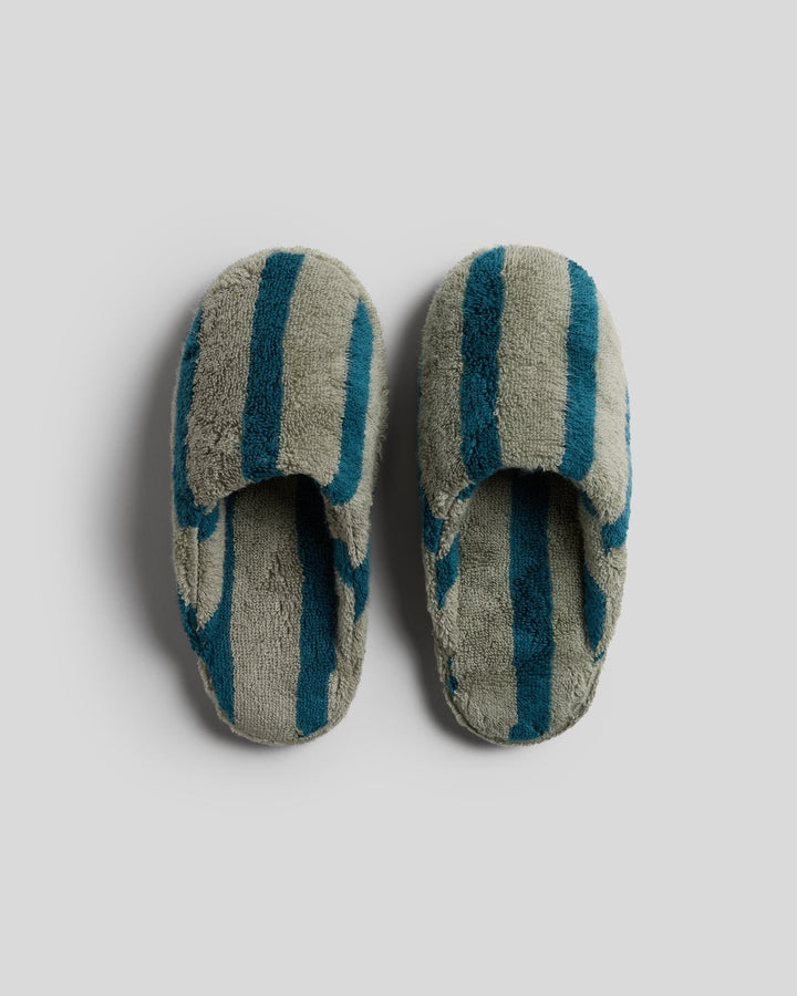 Terry Stripe Slippers - FINAL SALE (Moss and Peacock)